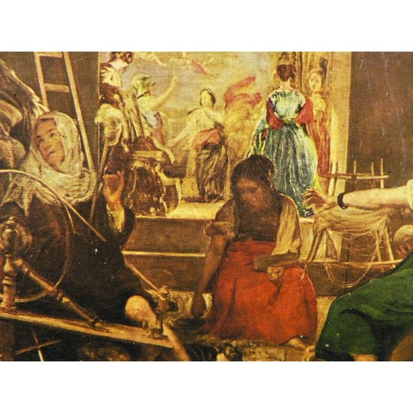 Velazquez Art Print Decoupage & Antiqued Finish on Wood Panel the Women Spinners - Picture 8 of 12